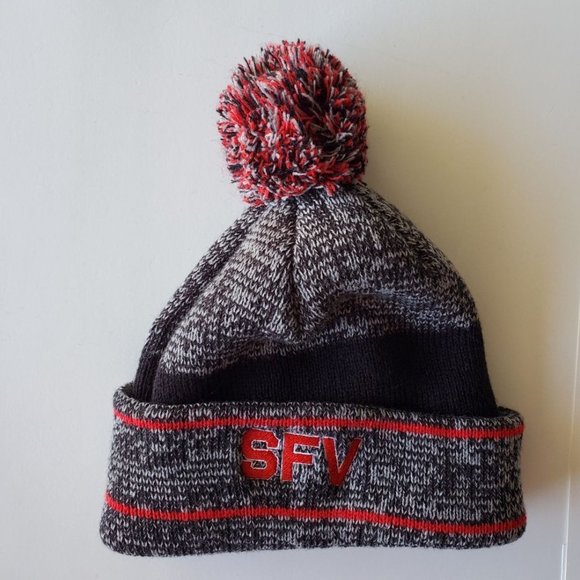 Richardson Other - Richardson SFV Cuffed Pom Top Beanie OSFM Heather Grey Red